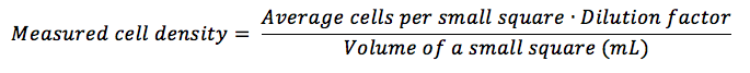 Hemocytometer cell density calculation