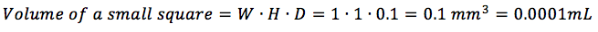 Hemocytometer volume equation