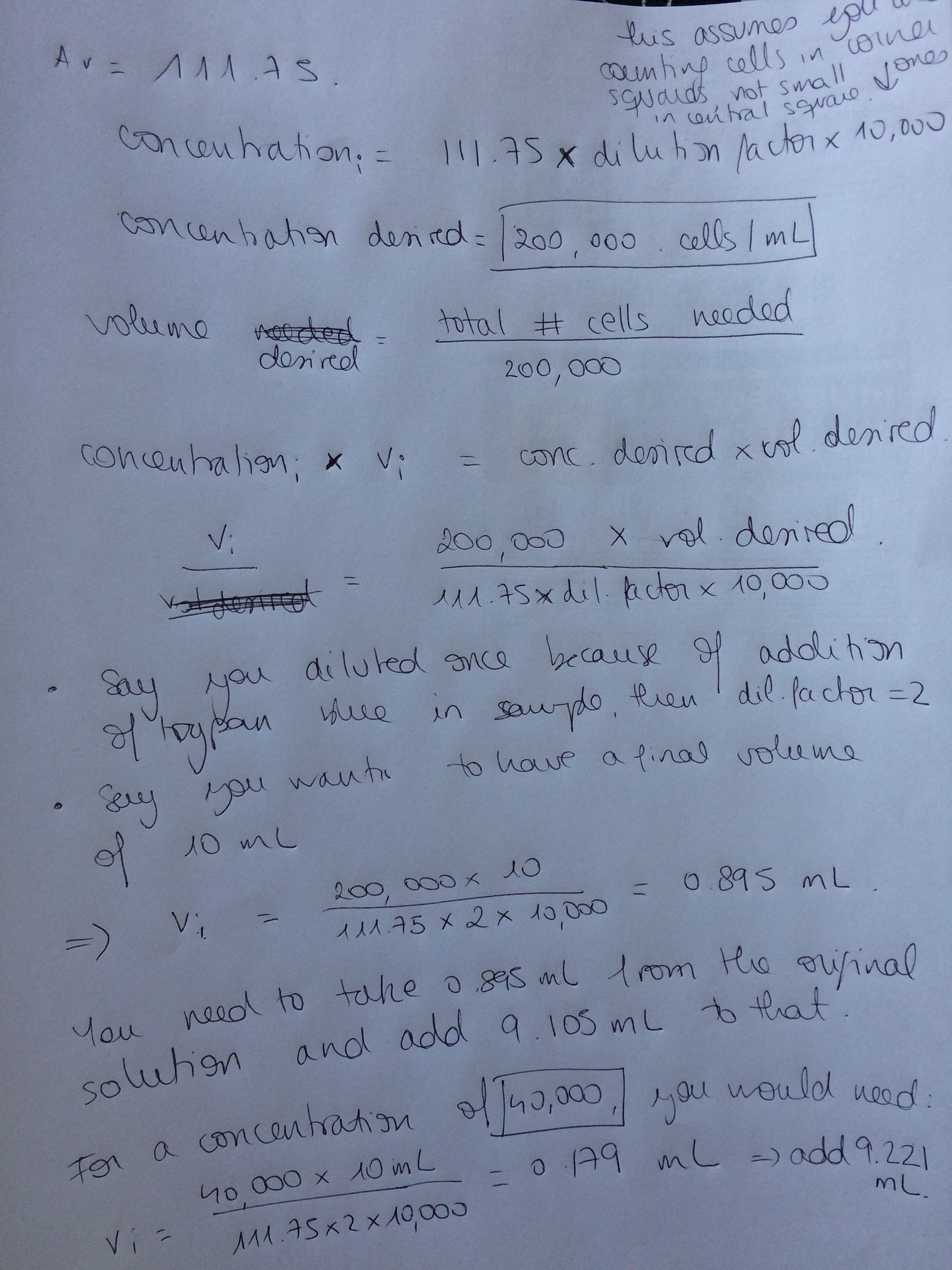 hemocytometer calculation example